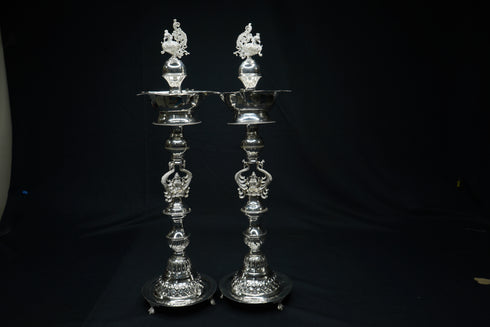 Pure Silver Big Ganesh Design Diya 790g